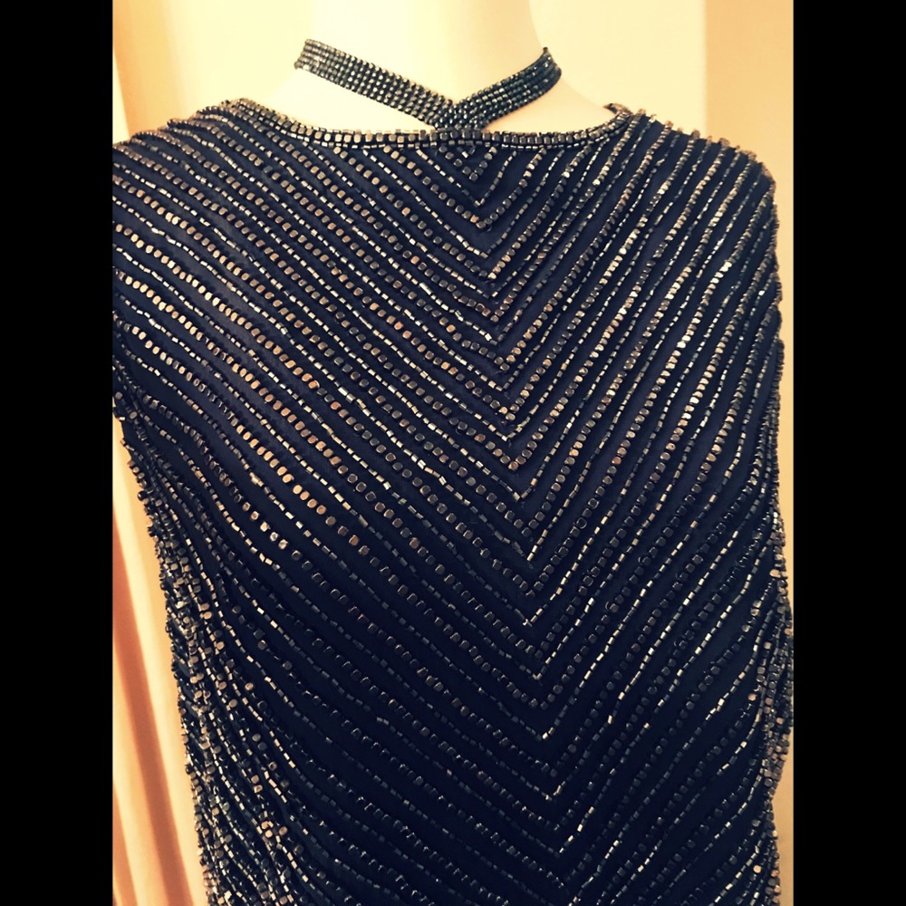 Karina Grimaldi beaded silk sparkly top xs